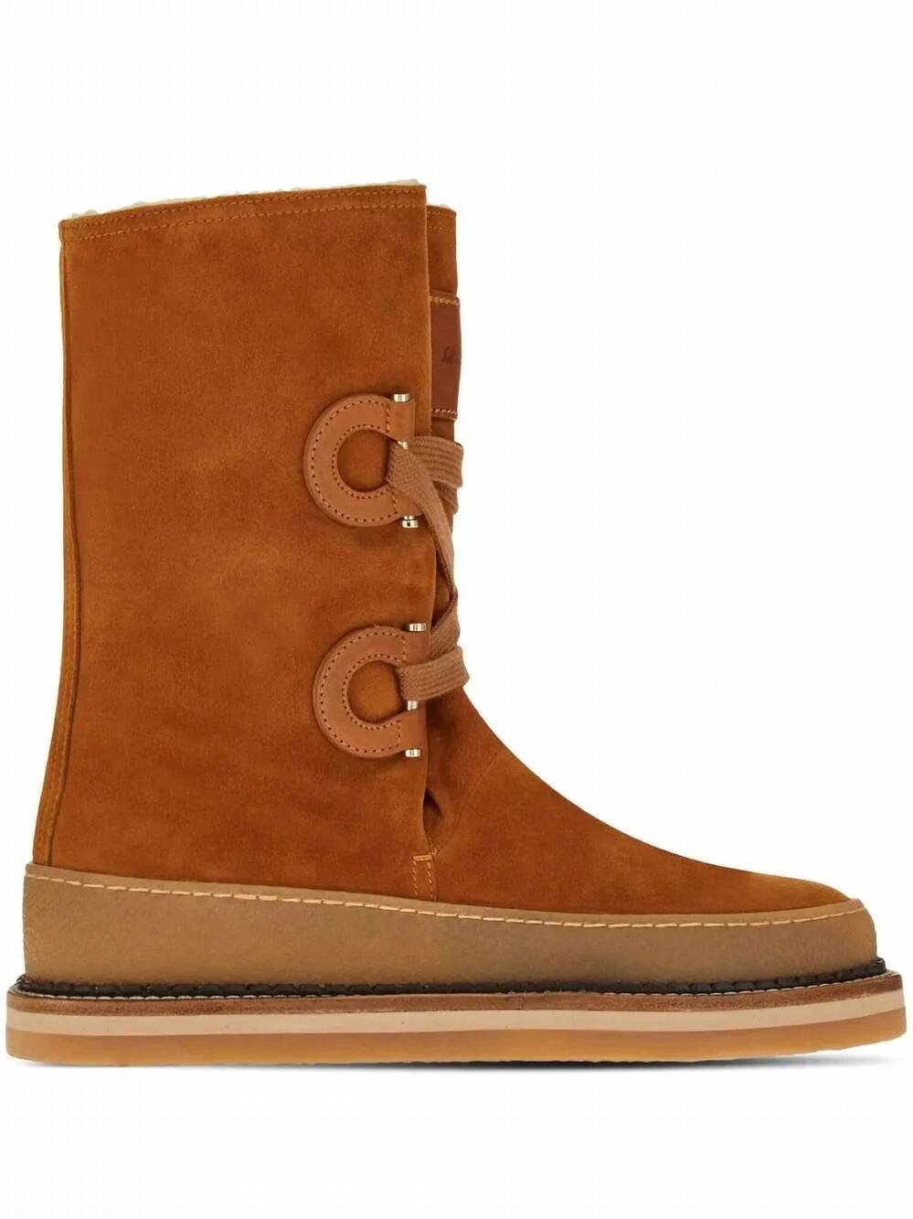 NEW SALVATORE FERRAGAMO women's winter calf-length boots in brown